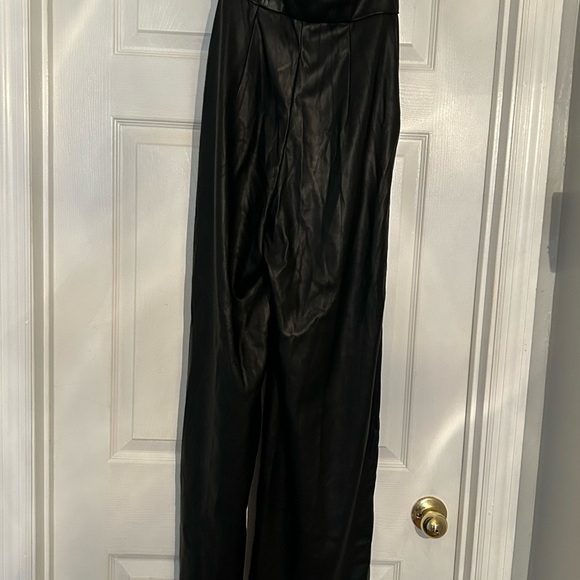 Black faux leather jumpsuit - Picture 1 of 10